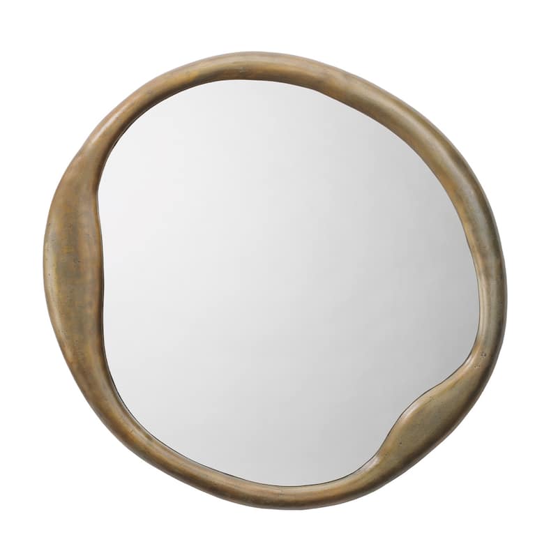 Jamie Young Natural Metal Round Wall Mirror - Antique Brass