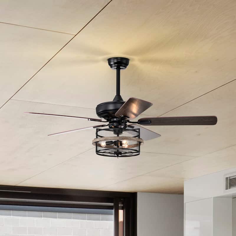 52 Inch Farmhouse Ceiling Fan with Remote,3-Lights Ceiling Fan with Light Fixture (No include Bulbs)