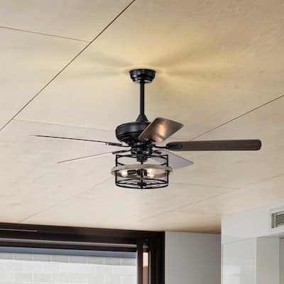 52 Inch Farmhouse Ceiling Fan with Remote,3-Lights Ceiling Fan with Light Fixture (No include Bulbs)