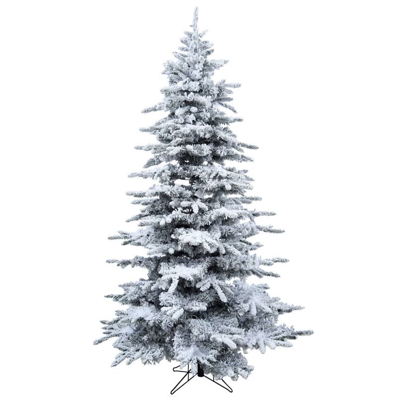 Christmas Time 6.5-Ft Silverado Pine White Flocked Slim Christmas Tree with Metal Stand
