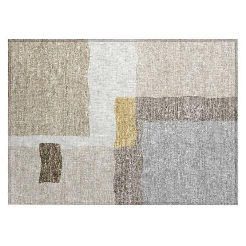 Machine Washable Indoor/ Outdoor Contemporary Blox Chantille Rug
