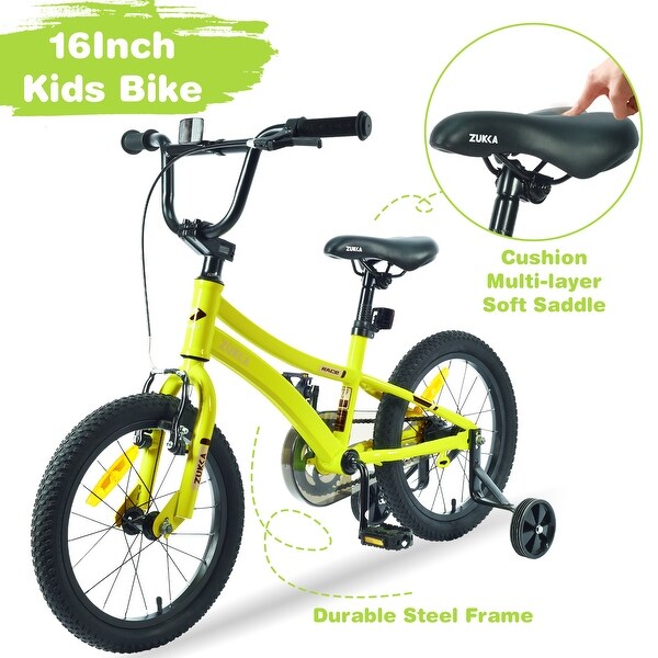 Anti Skid Bikes Kids Bike Yellow Leisure Bikes Outdoor Bikes for Boys Age 4 7 Years with Training Wheels Anti Skid Tires