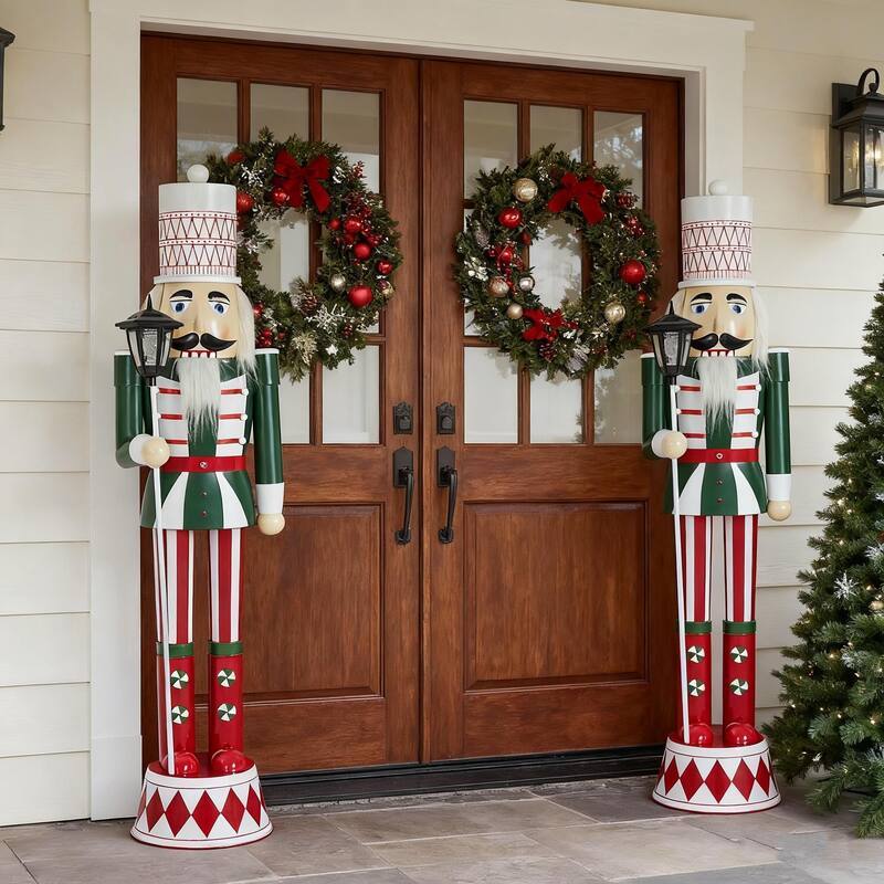 Christopher Knight Home - Jingle Classic Holiday Outdoor Iron Nutcracker Decor with Vibrant Festive Detailing