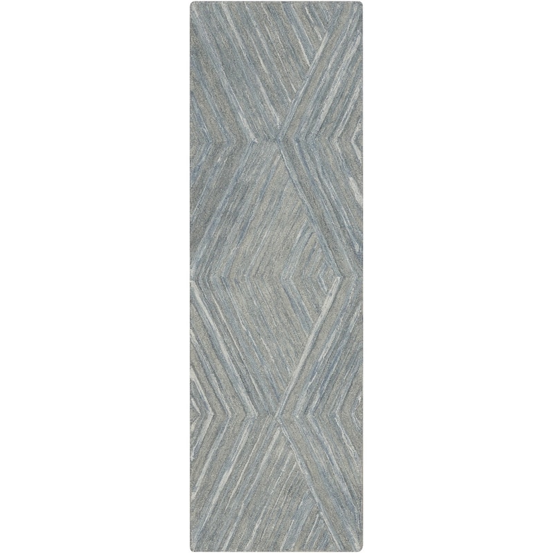 Nourison Graceful Indoor only Geometric Wool Area Rug - 2' 3" x 7' 6" - Blue