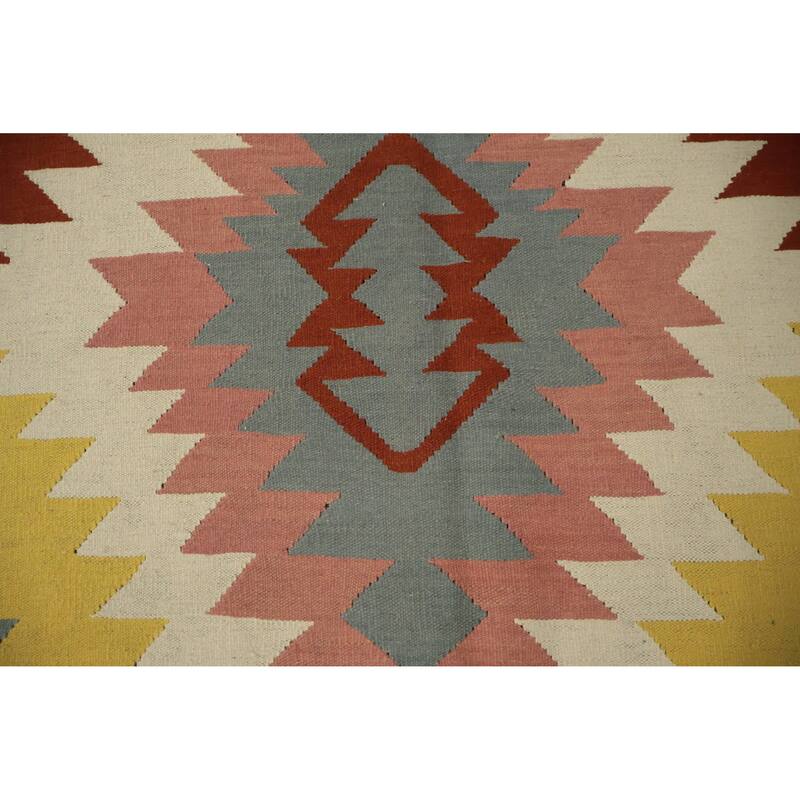 Hand Woven Oriental 100% Wool Carpet Southwestern Tribal Greys & Charcoal Kilim Area Rug - 12' 1'' X 8' 7''