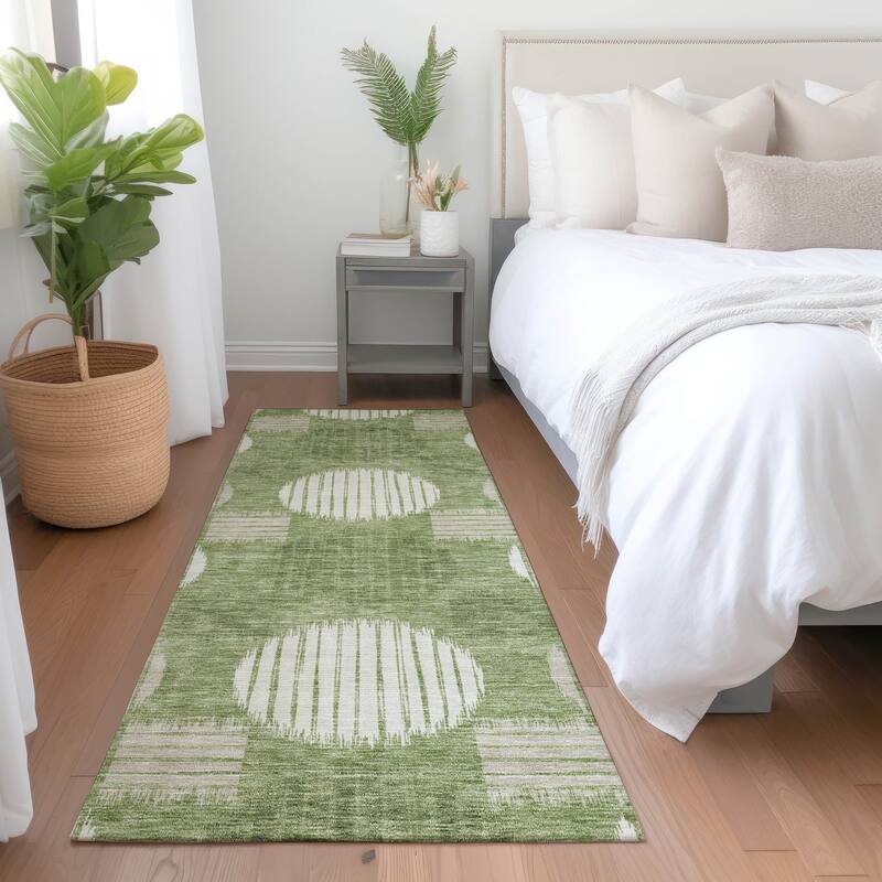 Premium Washable Super Soft Modern Pop Mayfield Rug - Green - 2'3" x 7'6"