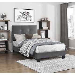 Twin/Full/Queen Velvet Upholstered Bed with Adjustable Height Headboard ...
