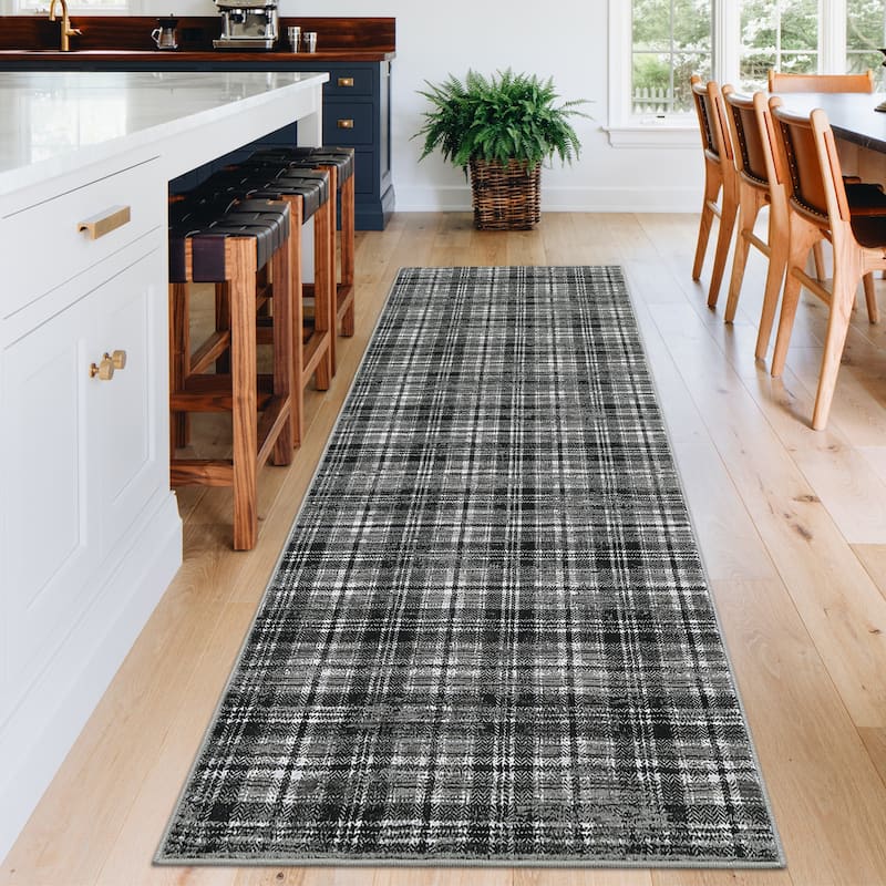 Garvee Earthy Plaid Soft Low Pile Foldable Area Rug