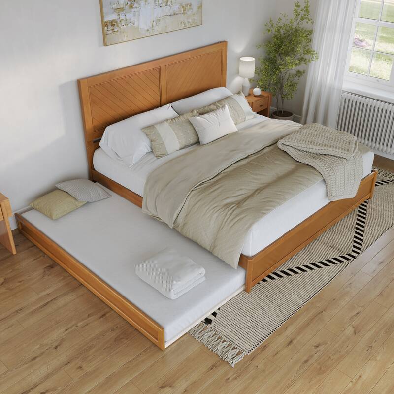 Clayton Platform Bed with Panel Footboard and Twin XL Trundle