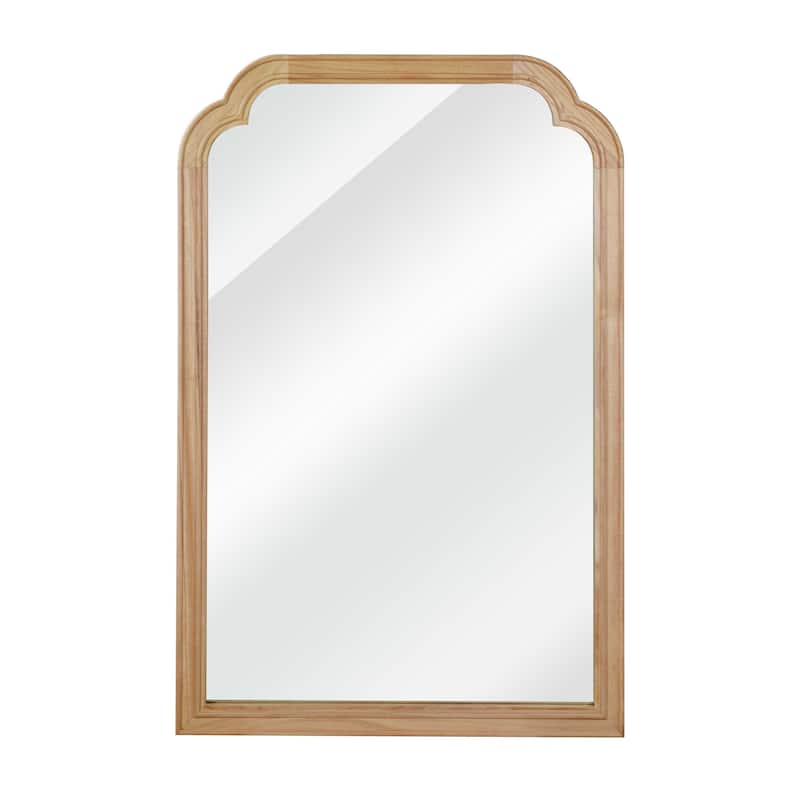 Solid Wood Frame Rounded Corner Decorative Mirror - Natural