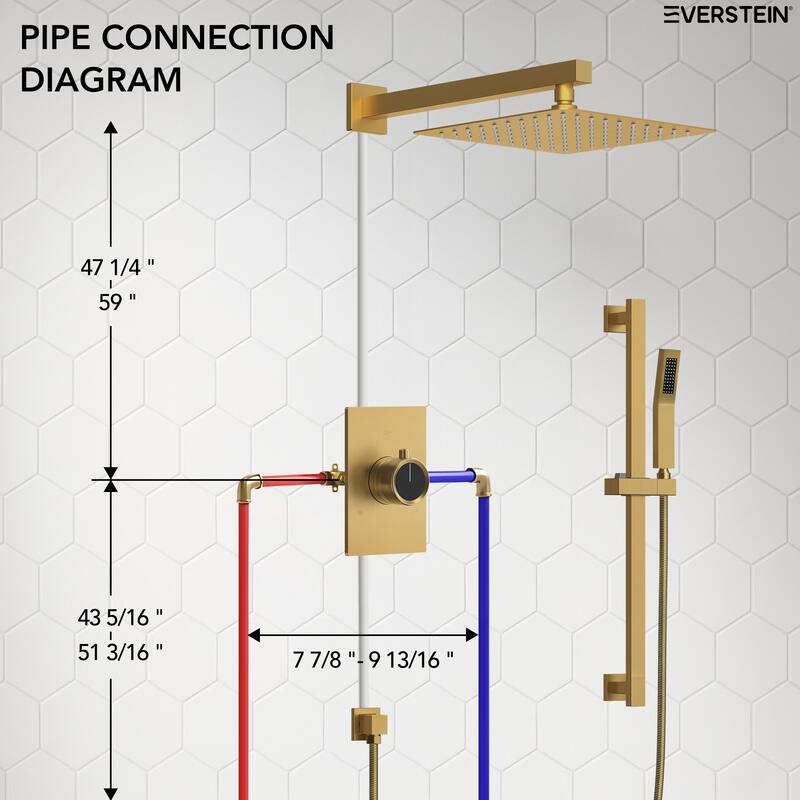 Slide Bar High-Pressure Balancing Shower System 10" Rainfall Shower Head with Handheld Shower
