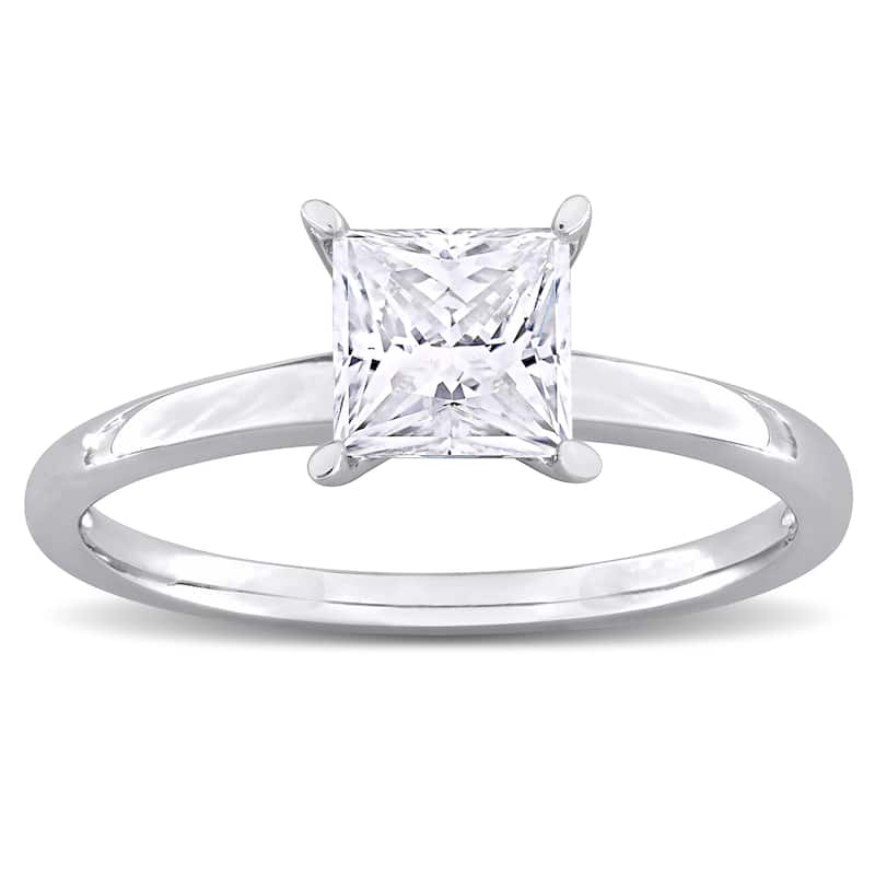 Miadora 7/8ct DEW Square-cut Created Moissanite Solitaire Ring in Sterling Silver