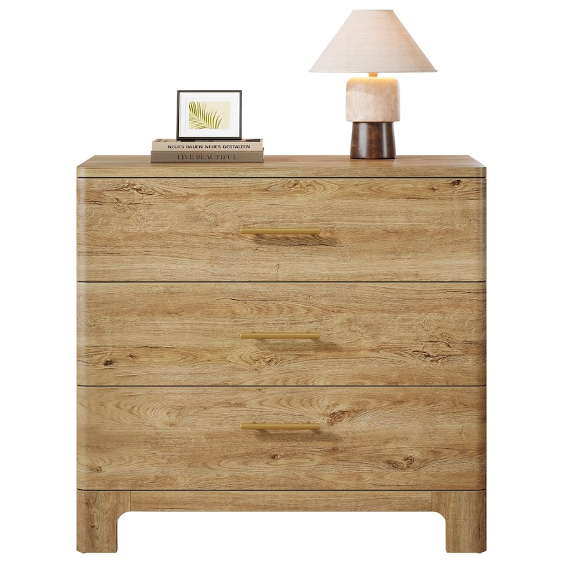 31.5-Inch Oversized Nightstand with 3 Drawers, Wide Wood Night Stand