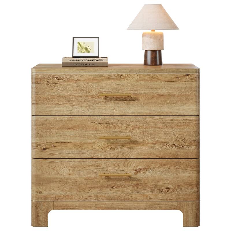 Oversized Nightstand with 3 Drawers, 31.5-Inch Wide Wood Night Stand