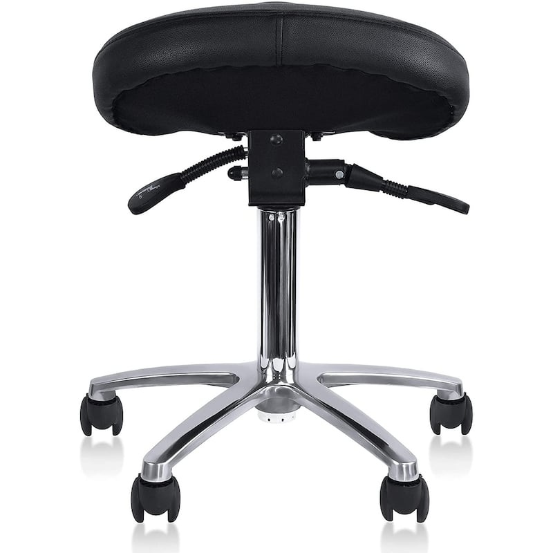 Adjustable Black Firm Saddle Stool Tilt Chair With Wheels Salon Dental Hygienist Rolling Dentist Clinical Hospital Lab