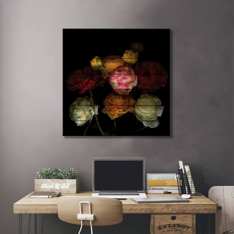 Ranunculus XXXV Print On Wood by Magda Indigo - Multi-Color
