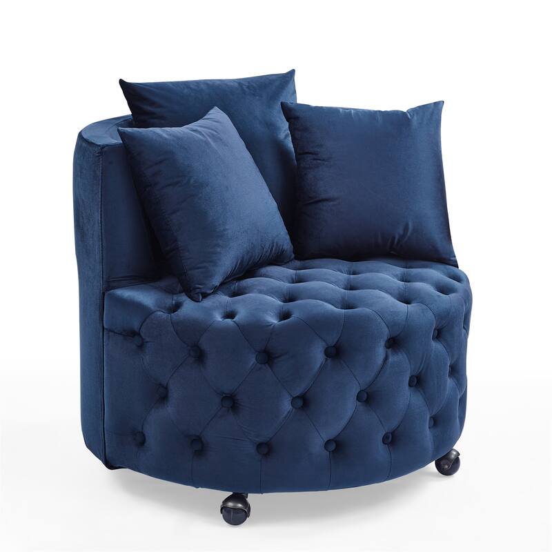 Velvet Upholstered Swivel Chair for Living Room
