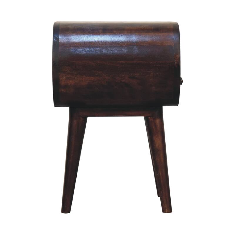 Artisan Furniture Solid Wood Light Walnut Circular Nightstand with Open Slot