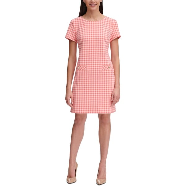 Tommy Hilfiger Womens Cocktail Dress Gingham Pocket - Pink. Opens flyout.