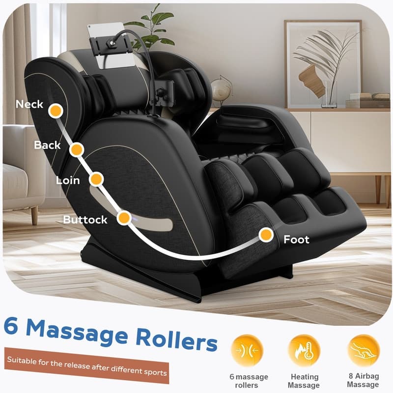 Luxury Zero Gravity Massage Chair Recliner with Full Body Air Pressure, Bluetooth Audio & Heating