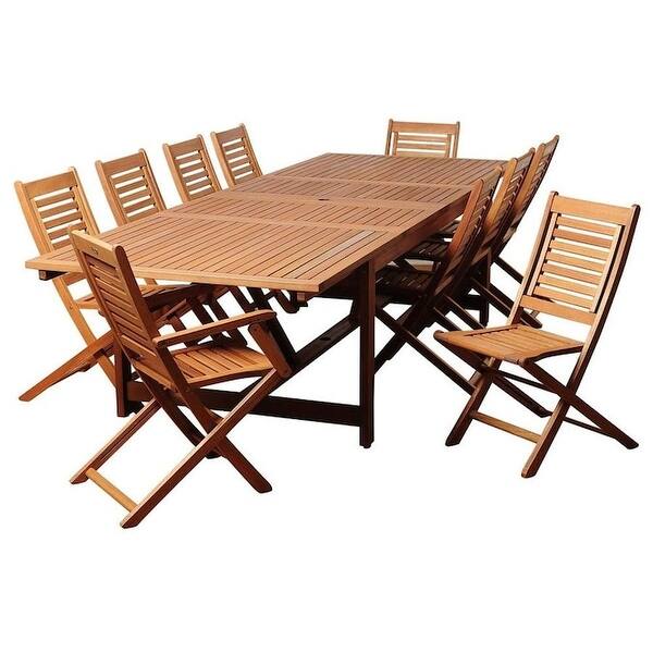 Brandon 11Piece Outdoor Dining Set Eucalyptus Extendable Rectangular