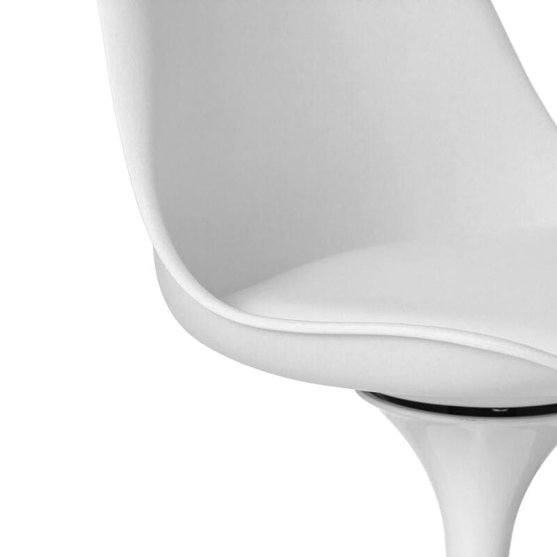Mid-Century Modern Swivel Tulip Side Chair with Comfortable Cushioned Seat, White Polypropylene Accent Side Chair