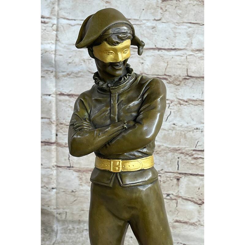 Harlequin Pantomime Bronze Figure Statue Sculpture By Rene De Saint-Marceaux 17 Inches X 7 Inches