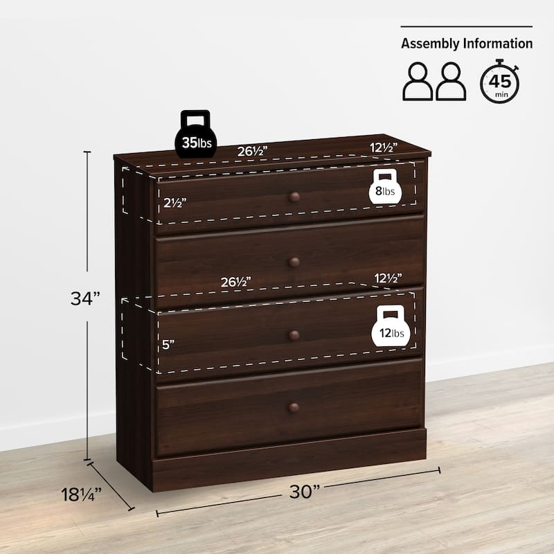 Bella 4-Drawer Dresser, Espresso