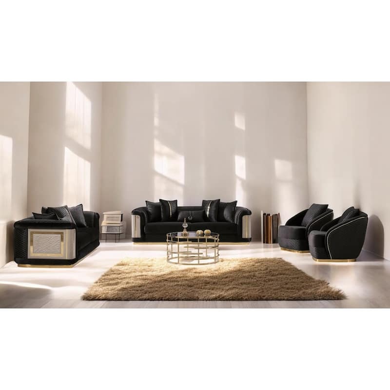 Calista 4 Pieces Living Room Sets 1 Sofa 1 Love seat 1 Chair - Black