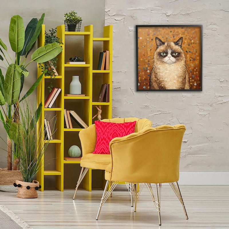Stupell Grouchy Cat in Classic Style Framed Giclee Art Design By Arlington Prints