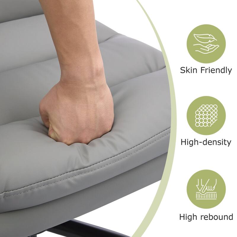 Javlergo White PU Leather Office Chair Adjustable Back 360° Swivel Chair with Flip-Up Arms Ergonomic Desk Chair for Home Office