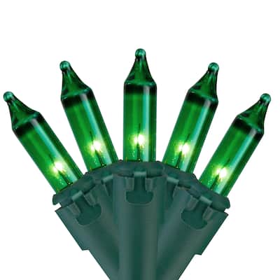 100-Count Green Mini Christmas Lights - 20.25 ft Green Wire