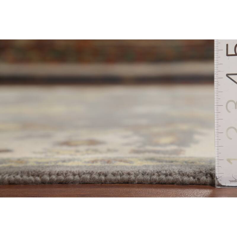 Gray Floral Oushak Indian Area Rug Handmade Wool Carpet - 8'3"x 9'9"