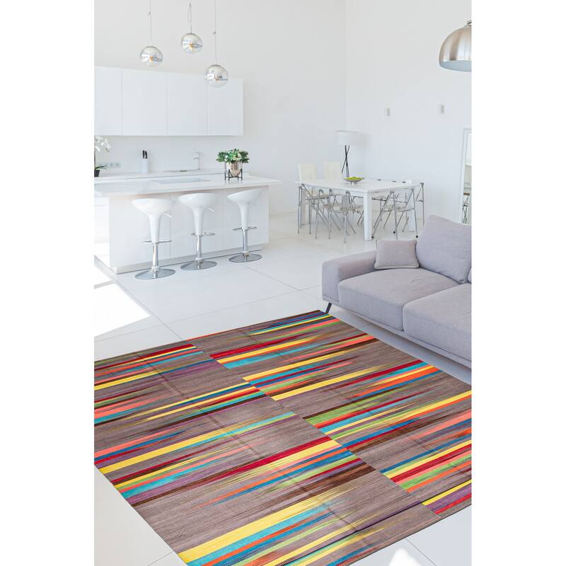 ECARPETGALLERY Flat-Weave Ankara FW Grey Wool Kilim - 9'10 x 12'10