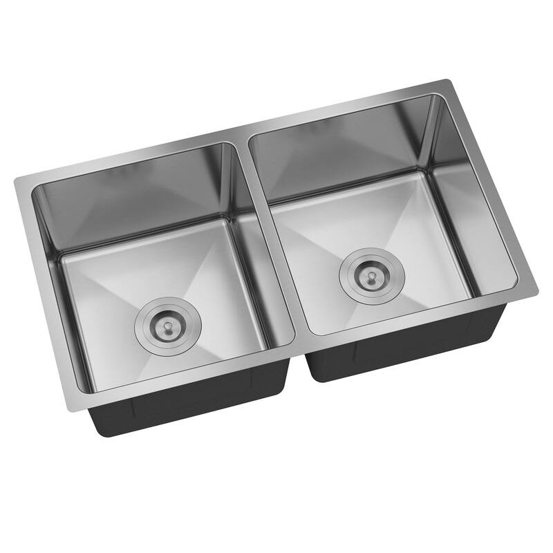 31 in. Undermount Double Bowl 18 Gauge Stainless Steel Kitchen Sink with Bottom Grid and Basket Strainer, cUPC Certified