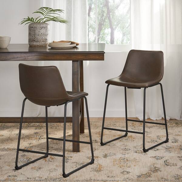 Cedric Faux Leather Counter Stool (Set of 2) by Christopher Knight Home