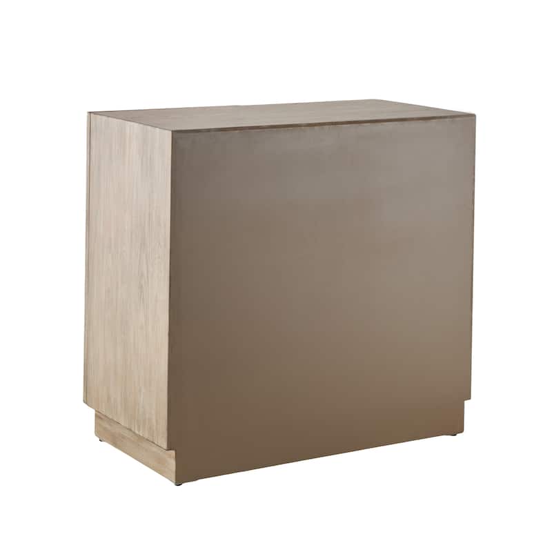 Wooden Washed 2 Door Cabinet with Black Split Arches and Metal Bar Handles - Gray - Roche River Decor - 18"W x 35"L x 33"H