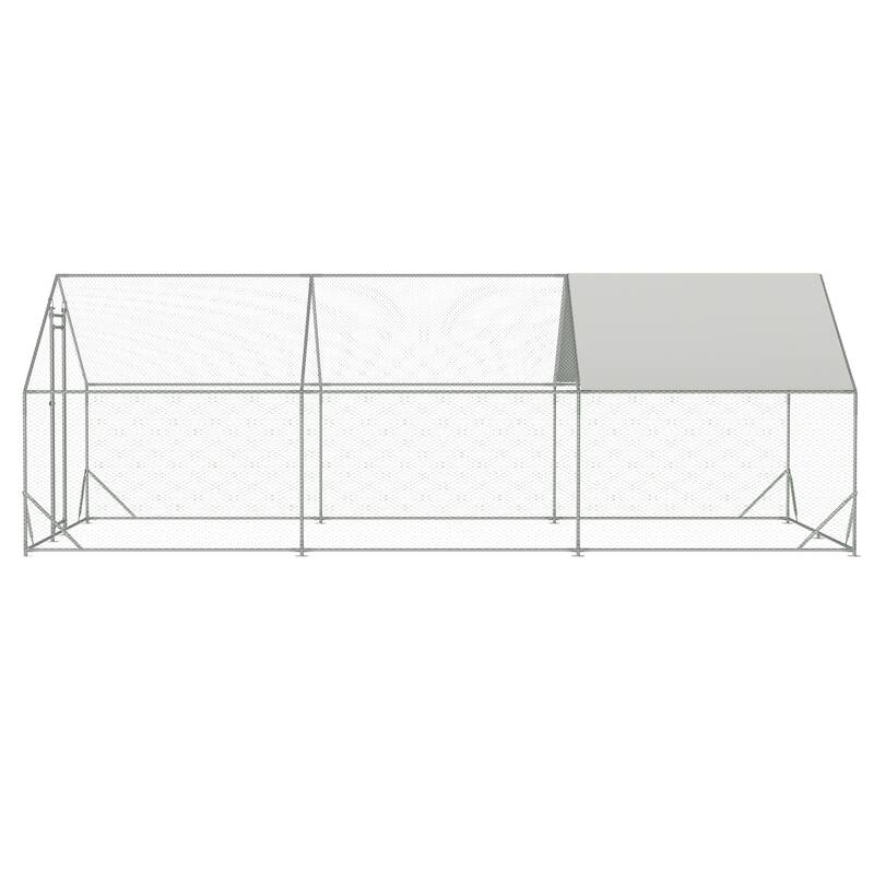 Large Metal Chicken Coop with Waterproof and Anti-Ultraviolet - Outdoor Safe - Silver