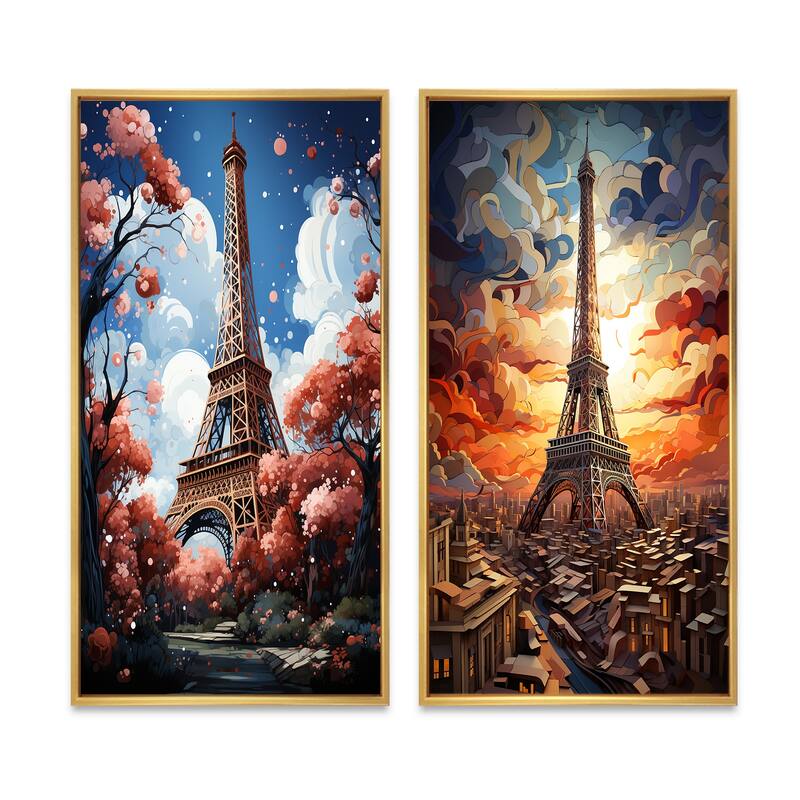Designart "Paris In Spring Bloom I" City Paris Wall Art Décor - Traditional Gallery Set For Office Decor