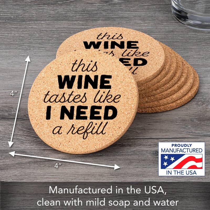 Need a Refill 4 Pack Absorbent Cork Coaster Made in The USA 4" Round