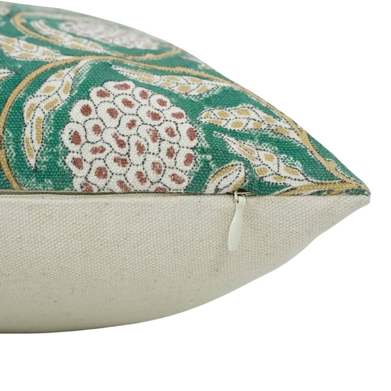 Fabdivine Hand Block Print Pillowcase in Cotton for Hotel Floral Cushion Cover Farmhouse Throw Décor, Coastal Tulip
