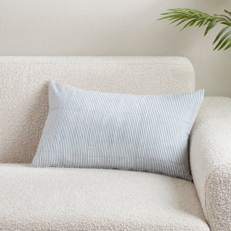 Classic Stripe Cotton Throw Pillow - Timeless Ticking Stripe Design for Sofa, Bed & Accent Styling, 14"x22"