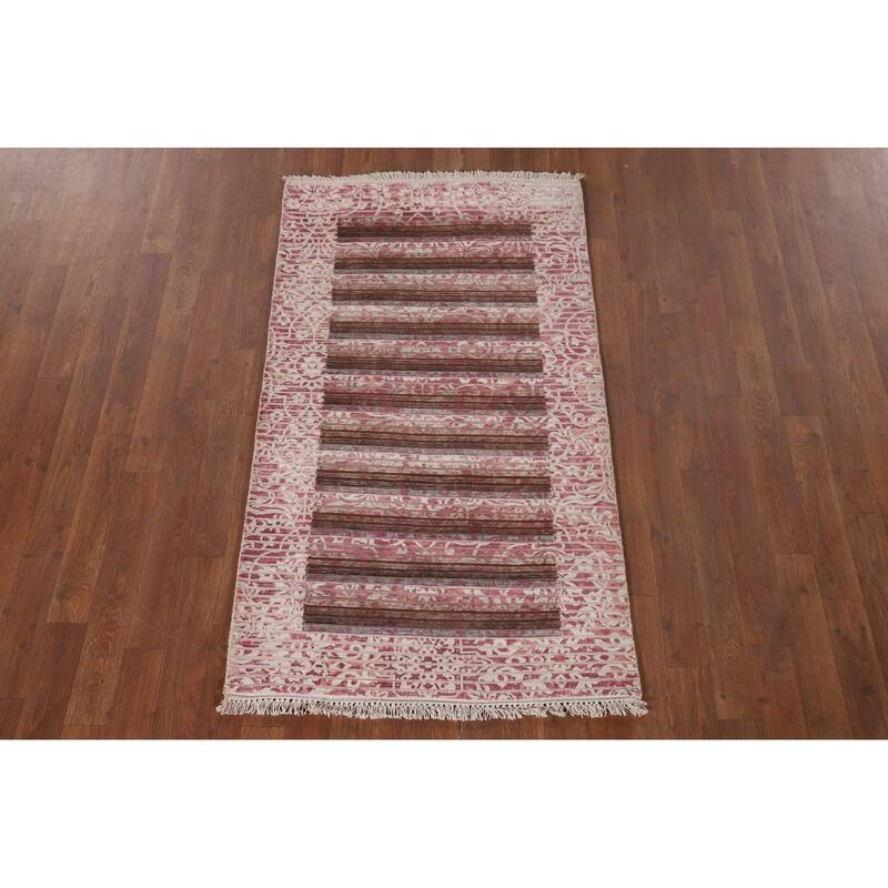 Abstract / Modern Accent Rug Handmade Oriental Wool Carpet - 2'8"x 4'8"