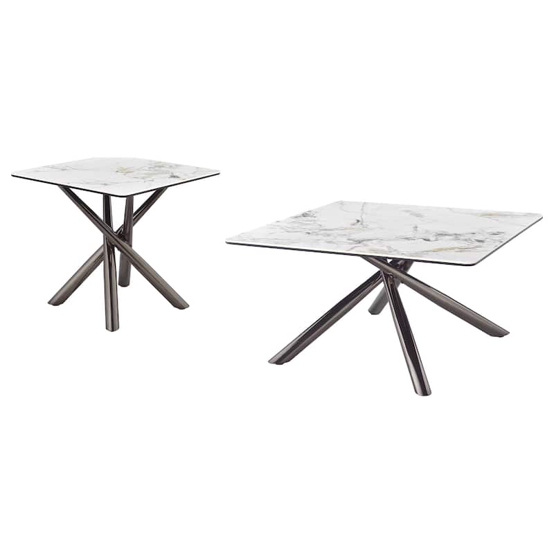 Carvell Square Coffee And End Table Set Mirage White