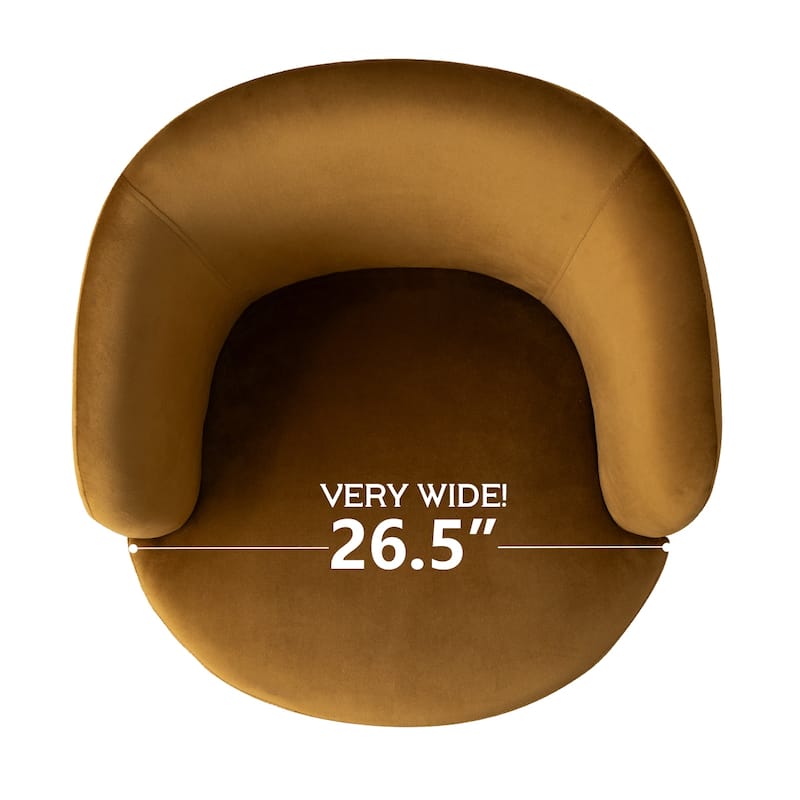 26.5" Wide Velvet Small Swivel Barrel Accent Chair
