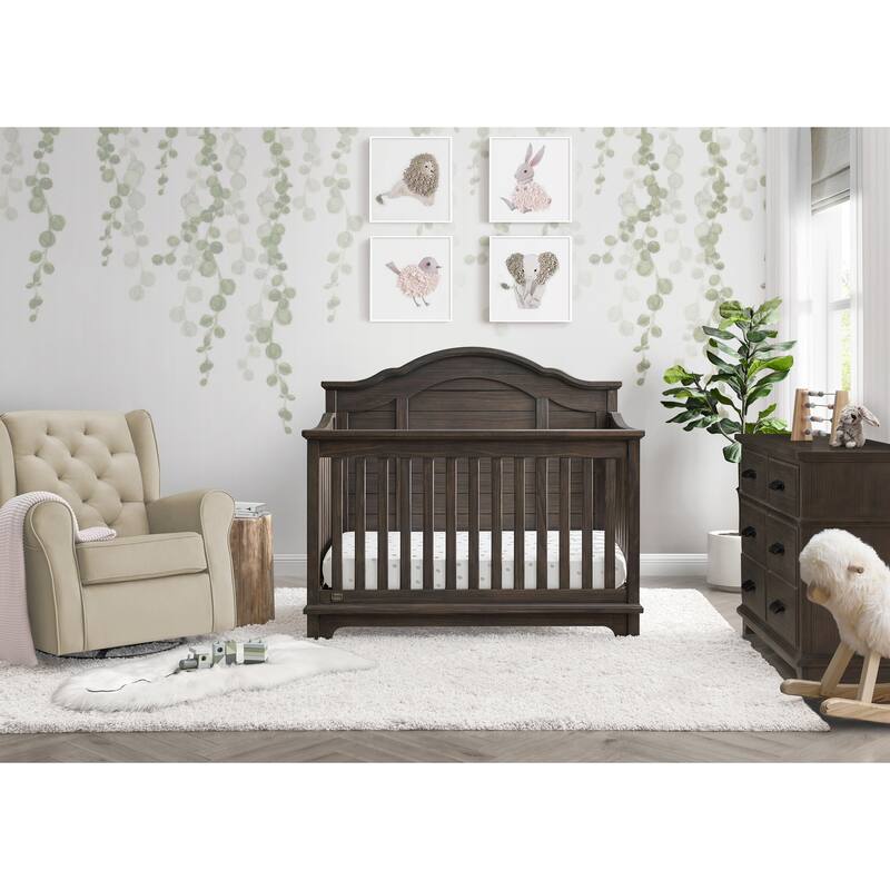 Asher 6-in-1 Convertible Crib with Toddler Rail - Chocolate