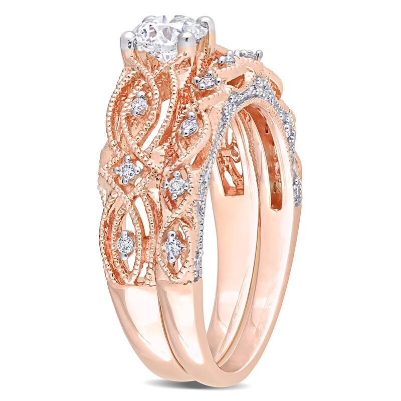 Miadora 3/4ct TDW Diamond Bridal Ring Set in 10k Rose Gold