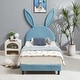 preview thumbnail 26 of 31, VECELO Wooden Cute Rabbit Twin Bed Frame with Upholstered Headboard, Kids Bed Frame Set of 2