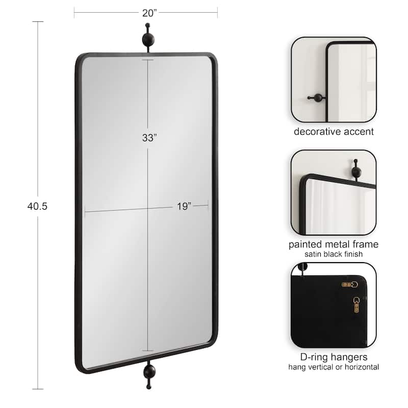Kate and Laurel Kasota Slim Rectangle Mirror Metal