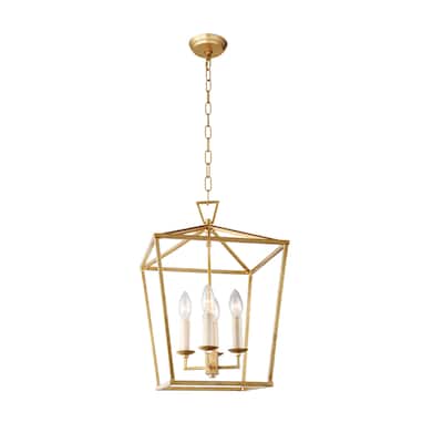 4 Light Caged Chandelier in Gold Finish